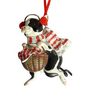 Kurt Adler 4 Country Heritage Black & White Pig Christmas Ornament at 