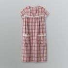 Pink K Womens Plus Eyelet Trimmed Plaid Duster