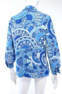 VTG 70s psychedelic blue dress shirt top L costume  