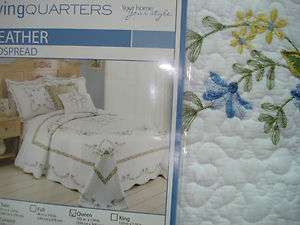 NEW Living Quarters embroidered HEATHER bedspread $220   $260 KING or 
