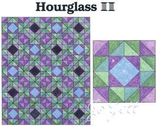 Hourglass Quilt Block & Quilts quilting pattern & templates  