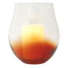  Red Bordeaux Glass Hurricane Flameless Candle Holder with Timer Candle