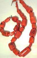 HUGE NATURAL BLOOD RED CORAL & Silver Jewelry Set 23 necklace 8 