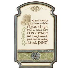   Ceramic Plaque, May You Always Have a Clean Shirt, 10 by 6 1/2 Inch