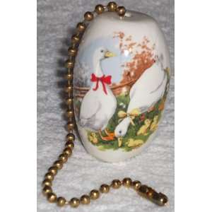  Vintage Ceramic Ceiling Fan Light Pull Chain   White Geese 