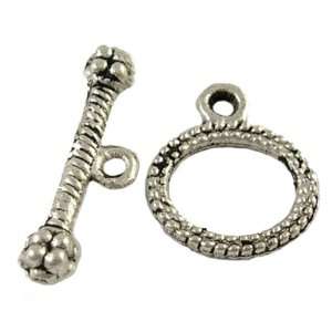 Jewelry Making 12 Sets of Round Tibetan Antique Silver Toggle Clasps 