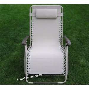   Wide Beige Folding Zero Gravity Chair Recliner Patio, Lawn & Garden