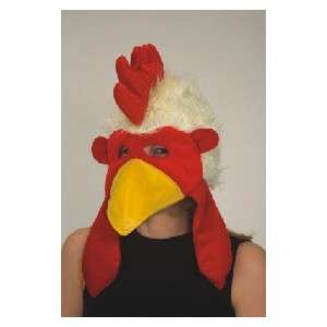 Adult Plush Velvet Chicken Rooster Hat, Mask, Costume  