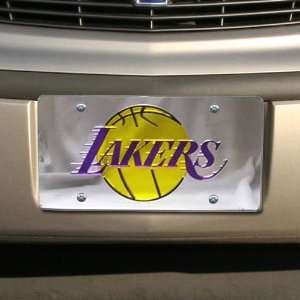  Angeles Lakers Silver Mirror License Plate W/Purple LAKERS & Gold 