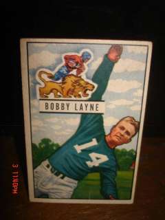 1951 BOWMAN BOBBY LAYNE CARD#102 QUARTERBACK LIONS  