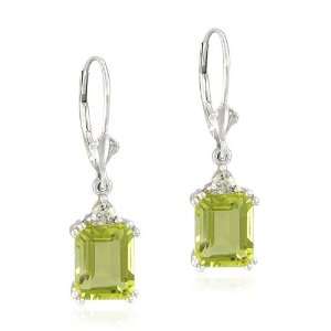  Sterling Silver Emerald Cut Lemon Quartz Dangle Earrings Jewelry