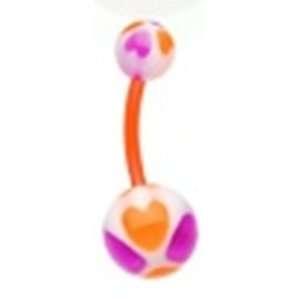  Bioflex Belly Button Navel Ring with Orange and Purple 