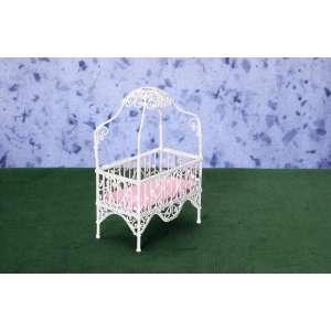  Dollhouse Miniature Wire Baby Canopy Crib Toys & Games