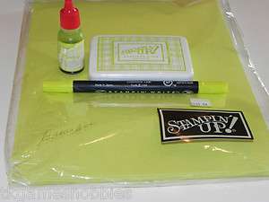 Stampin Up HTF Luscious Lime Ink Pad, Refill, Cardstock Marker Lot 
