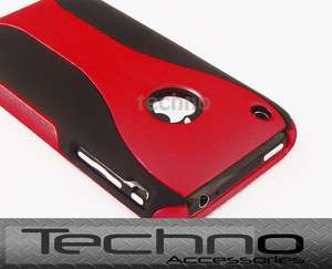 BLACK AND RED 3 PIECES HARD CASE COVER FOR IPHONE 3G 3GS NEW  