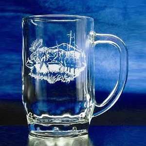  19.5oz Glass Etched Moose Beer Stein