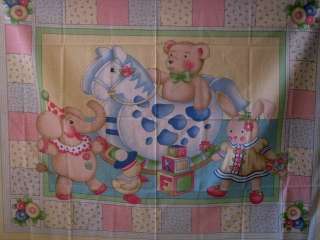 ME Teddy Bears Rocking Horse Baby Quilt Top Panel  