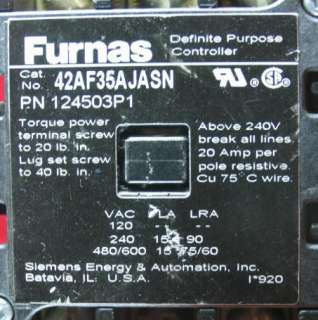 Furnas 42AF35AJASN Contactor with 49ACR6 aux  