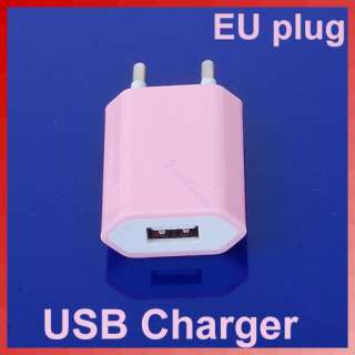 New EU USB Wall Home AC Charger Adapter For iPhone 3G 3GS 4 4G Pink 