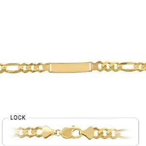  14k Yellow Gold Italian Figaro ID Bracelet Jewelry