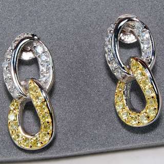Yellow Topaz White Topaz & 925 Solid sterling silver Earrings 