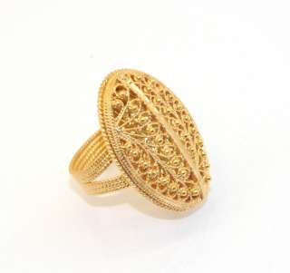 Technibond Domed Oval Filigree Ring 14K Yellow Gold Clad Sterling 