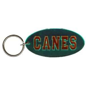 Miami Hurricanes Green Oval Mirror Keychain W/Orange CANES  