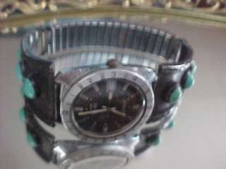   Electric 1969 Vintage Mens Watch Silver Turquoise Band Southwest