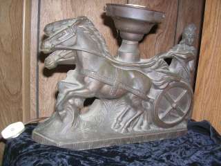 Vintage Metal Roman Horse and Charriot TV Lamp  