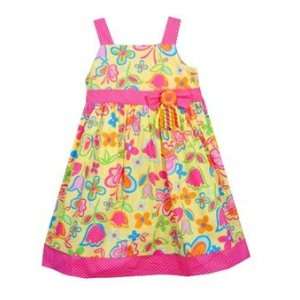   Butterfly Printed Dress with Fuschia Trim Size 2t 