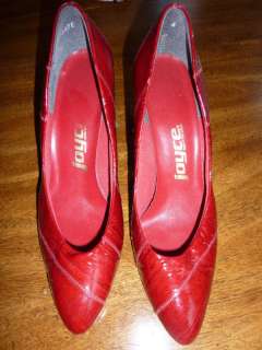 vtg 90s pumps RED patent leather 3 heel Joyce 6  