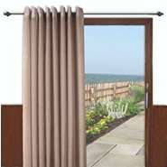   Harbour semi sheer grommet patio panel with wand   Taupe 