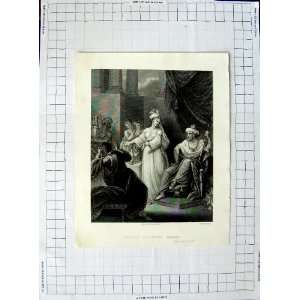    C1790 C1900 Antique Engraving Esther Accusing Haman