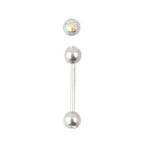  Double Stone Steel Tongue Barbell   14g Jewelry