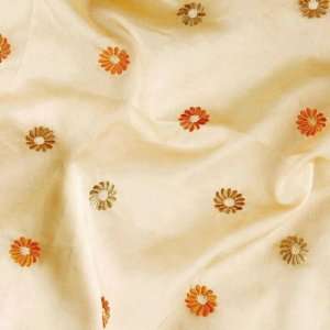  54 Wide Embroidered Silk Organza Floral Toast Fabric By 