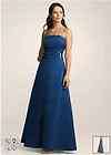 Size 2 Davids Bridal Marine Blue Satin Gown Side Drape & Brooch Style 