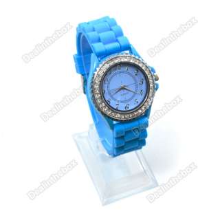 Unisex Classic Gel Silicone Crystal Men Lady Jelly Wrist Watch Gifts 