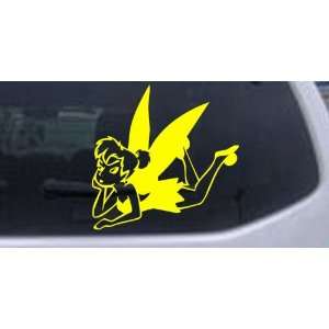 Yellow 3in X 3in    Tinkerbell Laying Cartoons Car Window Wall Laptop 