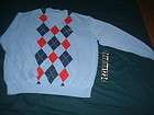 lacoste logo argyle v neck mens sweater size sz 8