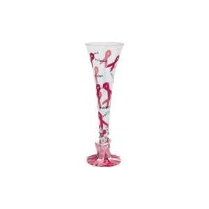 Pink Ribbon Breast Cancer Awareness Champagne Glass Flute by Lolita 