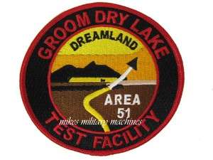   AREA 51 GROOM DRY LAKE TEST DREAMLAND SPACE ALIEN RESEARCH PATCH NEW
