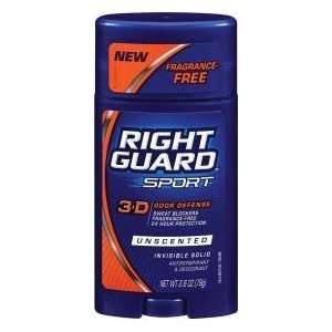 Right Guard Sport 3D Odor Defense Invisible Solid Fragrance Free 2.8oz