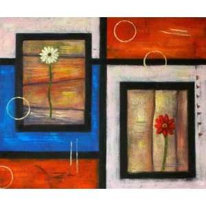 Flowers in Gallery Oil Painting on Canvas Hand Made Replica Finest 