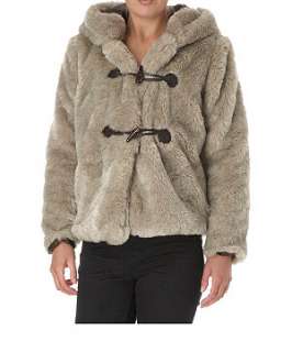 Stone (Stone ) Faux Fur Hooded Jacket  206722416  New Look