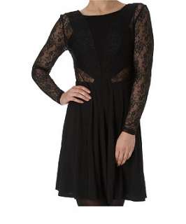 Black (Black) Lace Skater Dress  212015901  New Look