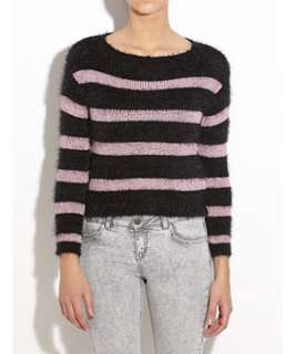   (Black) Influence Stripey Cropped Jumper  242539409  New Look