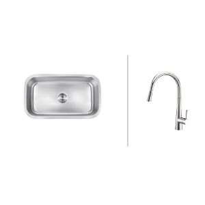 Ruvati RVC2492 Stainless Steel Kitchen Sink and Polished Chrome Faucet 