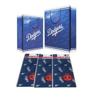 Los Angeles Dodgers MLB Gift Bags (2 Large,1 Medium) & Flat Gift Wrap 