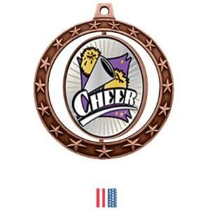  Xtreme Medals M 7701 BRONZE MEDAL / FLAG RIBBON 2.75 SPINNER EXTREME 