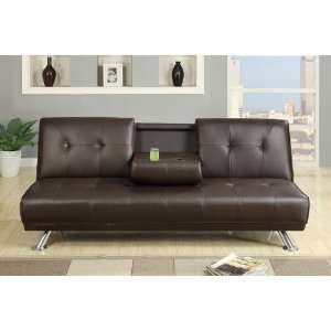  Futon Sofa Bed with Fold Down Cup Holder in Espresso 